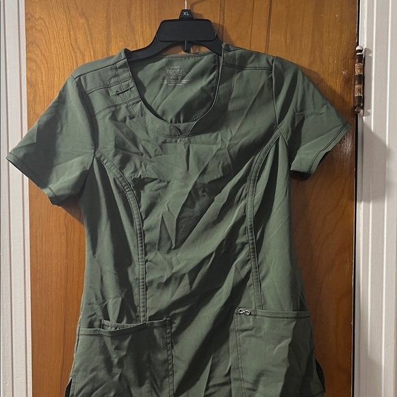 Cherokee Tops - Cherokee Infinity Olive Scrub Top